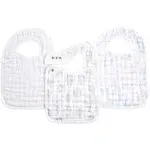 aden + anais 100% Cotton Muslin Snap Bib – Super Absorbent, Soft 3-Layer Baby Bib for Boys & Girls with Adjustable Snap-Closure for Teething, Eating, Drooling, 3-Pack, Above the Clouds