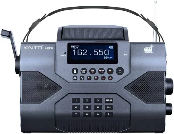 Used Kaito KA900 Digital Solar Crank NOAA Weather Stereo AM FM Shortwave Radio