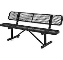 Global Industrial 277154RD 6' Outdoor Steel Bench w/ Backrest, Expanded Metal, Red