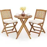 Giantex 3Pcs Patio Bistro Set, 2 Cushioned Chairs for Garden Yard,Round Table 