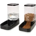 Elevon Automatic Dog Cat Gravity Food and Water Dispenser Set with Pet Food Bowl for Small Large Pets Puppy Kitten Rabbit Large Capacity(Black, 3.8L)