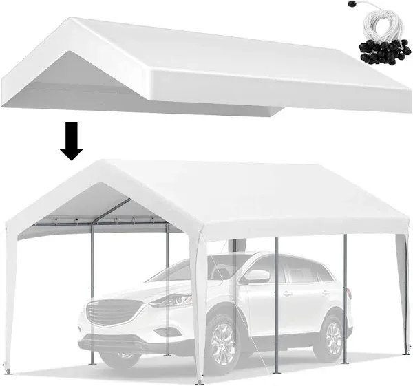 VEVOR Carport Replacement Canopy Cover Replacement Tarp Carport Cover 10 x 20ft