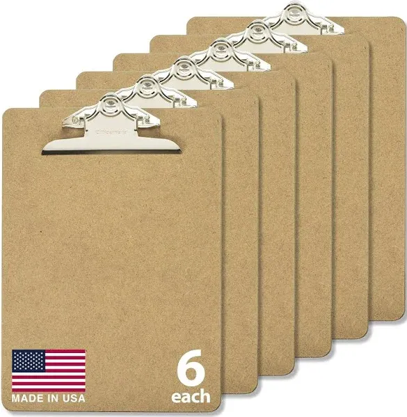 Officemate Recycled Wood Clipboards, 6 Inch Clip, 12 Pack Clipboards, Letter Size (9 x 12.5 Inches), Brown (83712)