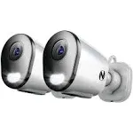 Night Owl - 2-Camera Indoor/Outdoor AC Powered Plug-in Wireless 2K Security Cameras with 2-Way Audio - White