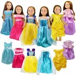 FEAYEA 18 inch Doll Clothes ,6pcs Princess Costume Include bella,cinderella,snow white,rapunzel,princess Elsa and Aurora Fits All 18