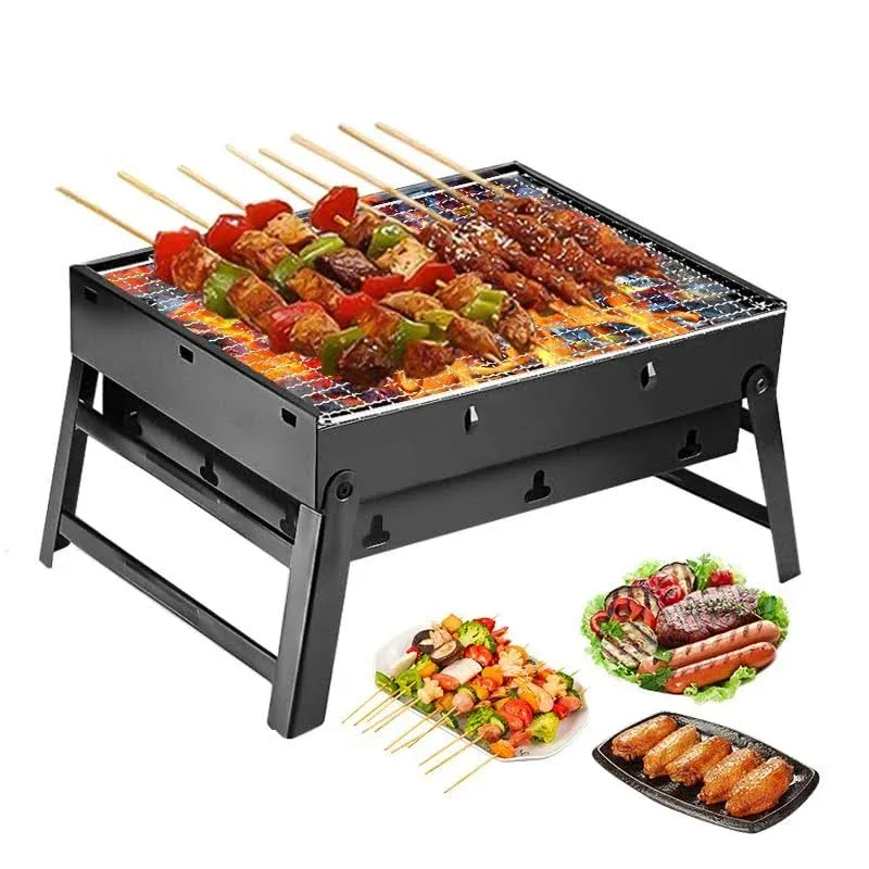 Fascryla Portable Charcoal Grill,17" Folding Portable BBQ Charcoal Grill Compact Tabletop Mini Smoker Small BBQ Grill Outdoor for Travel Backyard