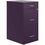 Space Solutions 18"D 3 Drawer Metal Organizer File Cabinet Midnight Purple