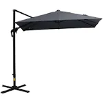 8x8ft Square Patio Offset Cantilever Umbrella 360° Rotation w/ Cross Dark Gray