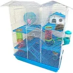 Large Twin Tower 5-Levels Crossing Level Tube Habitat Syrian Hamster Rodent Gerbil Mouse Mice Rat Wire Animal Home Cage with Hide House Running Wheel Food Bowl Water Bottle Deep Base