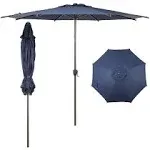 Abba Patio Lyon 9 ft. Steel Market Solar Horizontal Tilt Patio Umbrella in Dark Blue