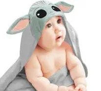 Lambs &amp; Ivy Star Wars The Child/Baby Yoda/Grogu Gray Hooded Baby Bath Towel