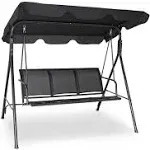 Costway Outdoor Patio Swing Canopy 3 Person Canopy Swing Chair Patio Hammock Black