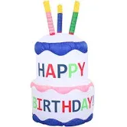 Sunnydaze 4-Foot Happy Birthday Cake Inflatable Outdoor Decoration