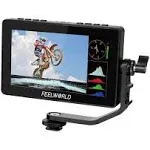 FEELWORLD F5 Pro X 5.5 Inch 1600nits Daylight Visible DSLR Camera Field 4K Monitor with 3D LUT HDMI Touchscreen Monitor Video Monitor 4K-HDMI DC Input Output Include Battery+Carry Case Bundle