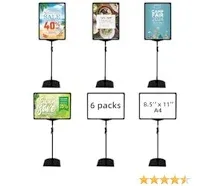 Sign Holder Stand,Sign Stand for Display,Adjustable Sign Holders For Table Top,Table Sign Holders 8.5 x 11,6 Packs,Black