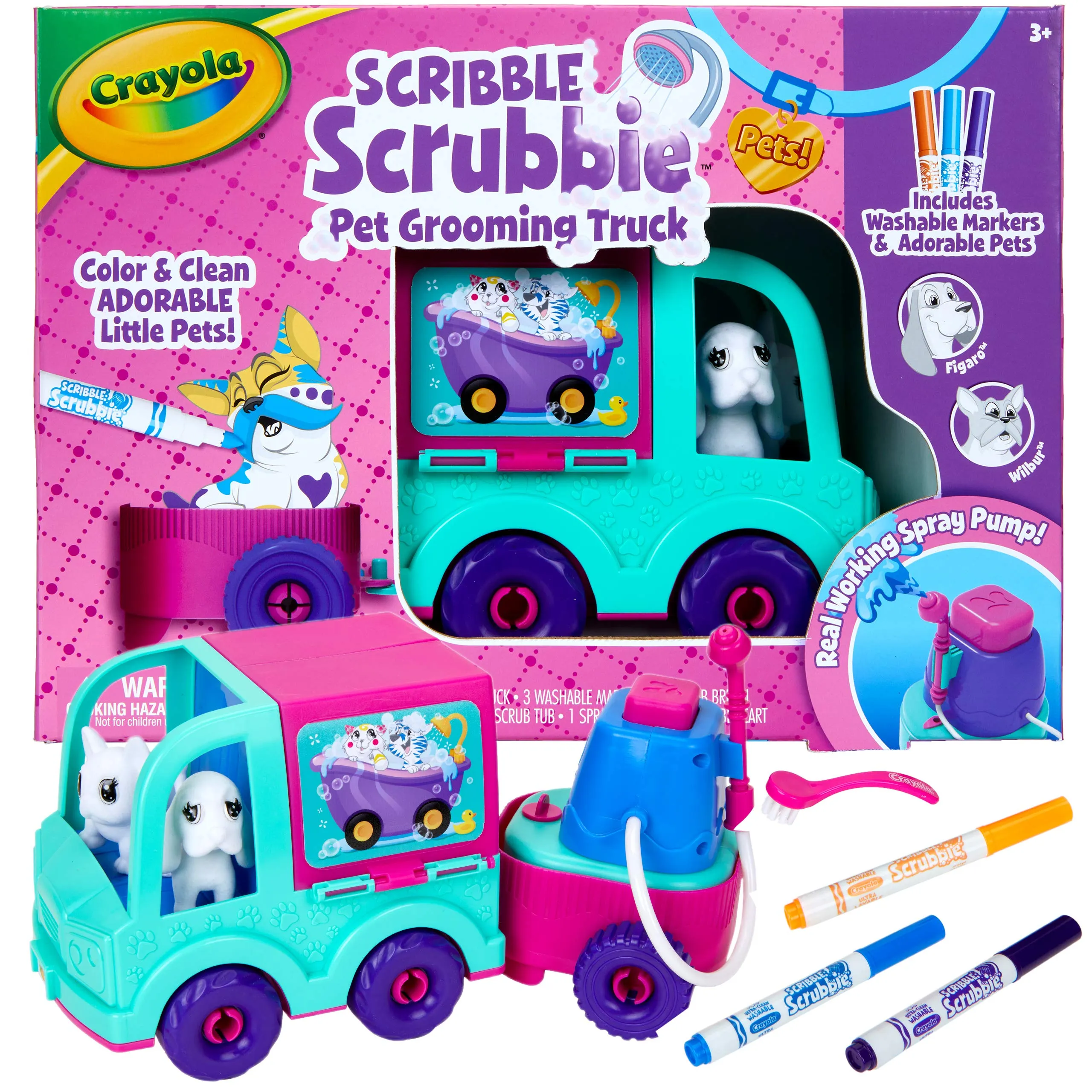 Crayola Scribble Scrubbie Pets Grooming Truck Toy Pet Playset New Ages 3-6 NEW