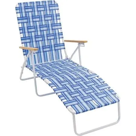 Rio Folding Web Lounge Chair, Blue / White