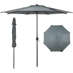 Abba Patio Lyon 9 ft. Steel Market Solar Horizontal Tilt Patio Umbrella in Gray