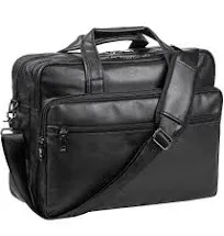 Leather Laptop Bag, Men&#039;s 15.6 Inches Messenger Briefcase Business Satchel Co...