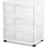 Sterilite 3 Drawer Wide Cart