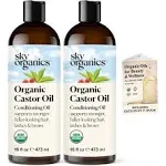 Castor Oil USDA Organic Cold-Pressed (16oz x 2 Pack) 100% Pure Hexane-Free Castor Oil - Conditioning & Healing, for Dry Skin, Hair Growth - for Skin,