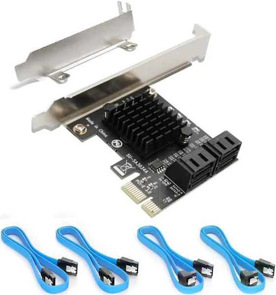 SATA Card, PCIE 3.0, 4 Port with 4 SATA Cable, SATA Controller Expansion Card 