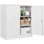 Metal Storage Cabinets with Lock Door, Small Locker Adjustable Shelves Organizer Steel Cabinets, Home, Office,Warehouse,Garage,Industrial