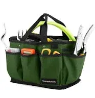 Gardening Tote Bag, Deluxe Garden Tool Storage Bag and Home Organizer with Pockets, Wear-resistant & Reusable, 12 Inch, Dark Green