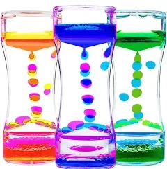 Calming Sensory Toys for Kids with Autism ADHD Anxiety or Special Needs-3 Pack Liquid Motion Bubbler Timers (Style #1)