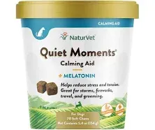 NaturVet – Coprophagia Stool Eating Deterrent Plus Breath Aid – 70 Soft Chews & Quiet Moments Calming Aid – Helps Promote Relaxation, Reduce Stress, Storm Anxiety, Motion Sickness for Dogs – 70 Ct.