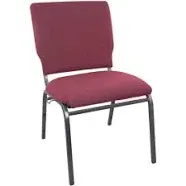 18.5&#034; Wide Multipurpose Maroon Fabric Stacking Church Chair with Silver Frame