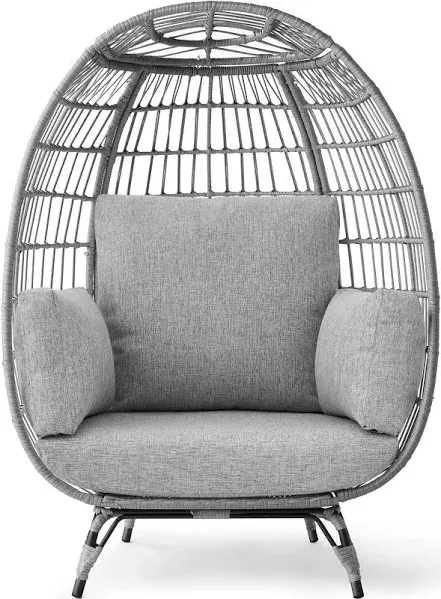 Best Choice Products Wicker Egg Chair Oversized Indoor Outdoor Patio Lounger w