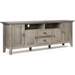 Simpli Home Redmond Solid Wood 72" TV Media Stand in Distressed Grey