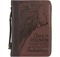 Lord Is My Strength Bible Cover, Brown, Medium