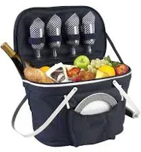 Picnic at Ascot Collapsible Insulated Picnic Basket For 4