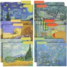 12 Pack Vincent Van Gogh Decorative File Folders with 1/3 Cut Tab