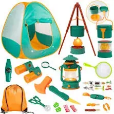 Meland Kids Camping Set with Tent - Camping Gear Toy with Pretend Play Outdoor Toy for Toddlers Birthday Gift