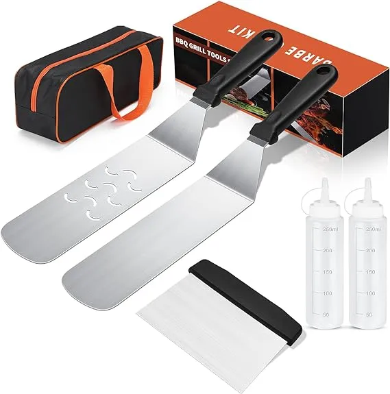 Blackstone Griddle Accessories Kit, 6pcs Blackstone Accessories kit for Blackstone and Camp Chef, Griddle Accessories Kit with Griddle Spatula& Carry Bag, Great for Outdoor BBQ, Teppanyaki and Camping