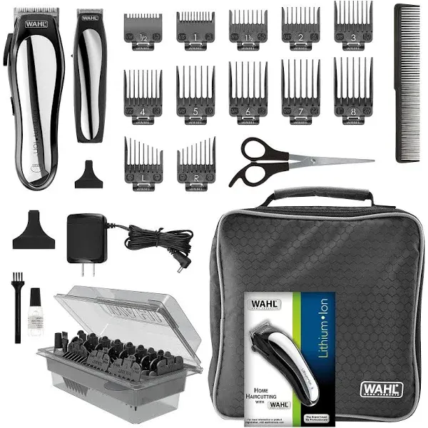 WAHL Lithium Pro Cordless Haircut &amp; Touch Up Kit With Case, 23 Pieces