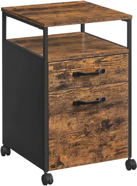 VASAGLE Mobile Filing Cabinet with Wheels and 2 Drawers