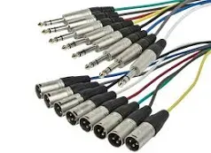 Monoprice 8-Channel 1/4-Inch TRS Male to XLR Male Snake Cable - 3 Feet, 26AWG, 8