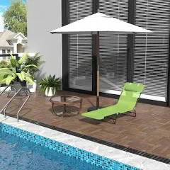 Outsunny Folding Chaise Lounge Chair, Pool Sun Tanning 1 pack, Blue 