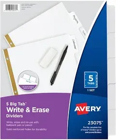 Avery Big Tab Write & Erase Paper Dividers