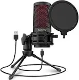  USB Microphone, Podcast Microphone with Pop Filter &amp; Mute Round Pop Filterd