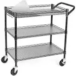 WDT 990lbs Capacity Heavy Duty Rolling Utility Cart, NSF Rolling Carts with Wheels,Commercial Grade Metal Cart with Handle Bar & Shelf Liner,Trolley