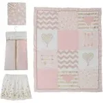 Lambs & Ivy Baby Love Pink Gold Heart 4 Piece Crib Bedding Set