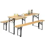 3 Pcs Folding Wooden Picnic Table Bench Set