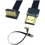 Kework FPV HDMI Cable 20cm Slim Flat 90 Degree Upward Standard HDMI Male Interface to Standard HDMI Male