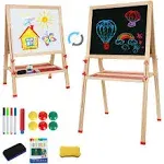 Adjustable Wooden Easel for Kids, Foldable Standing Art 3, 4, Red 