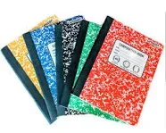 Bundle of 5 College Ruled Marbled Composition Notebooks; (Blue)